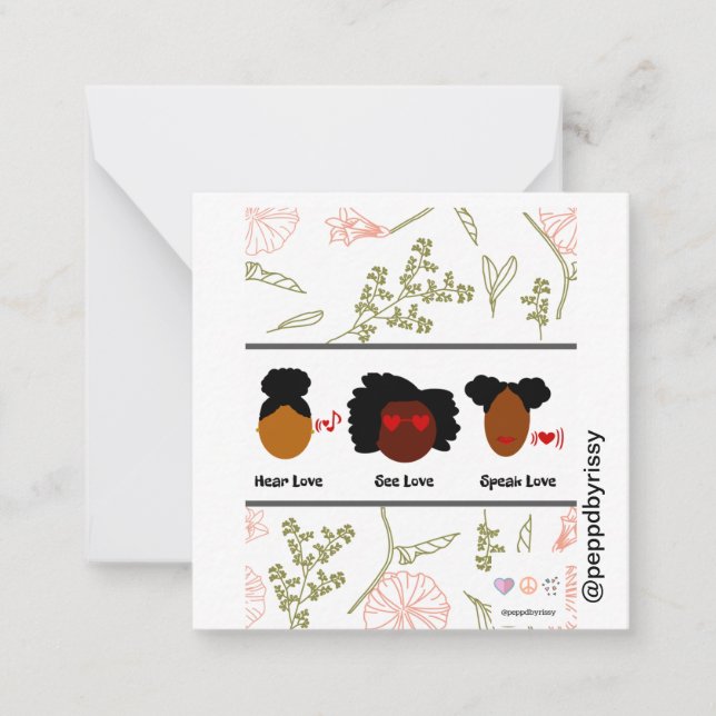 Liebe hören, Liebe sehen, Liebe-Flachkarte spreche Mitteilungskarte (Vorderseite)