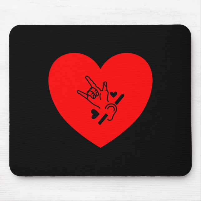 Liebe Hörgeräusch Hand Zeichen Hörverlust Bewussts Mousepad (Vorne)