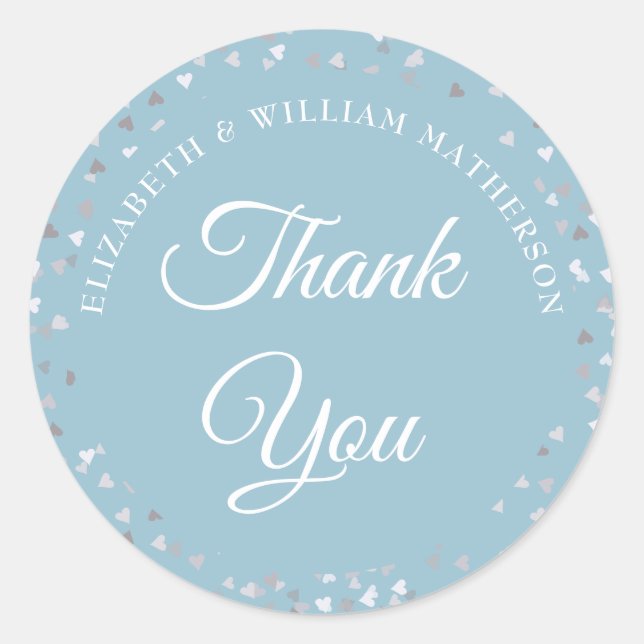 Liebe hört Confetti Script Vielen Dank Runder Aufkleber (Vorderseite)
