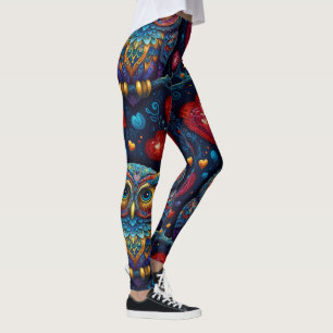 Liebe Hört farbenfrohe Eule Leggings