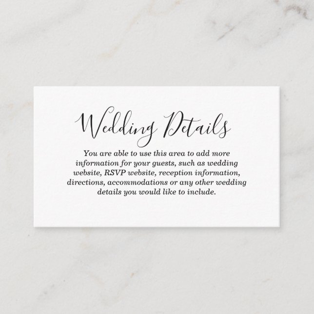 Liebe Hört Hochzeitdetails - Eintrittskarte Begleitkarte (Vorderseite)