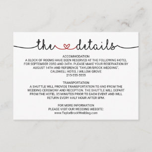 Liebe Hört Red Wedding Details Eintrittskarte Begleitkarte