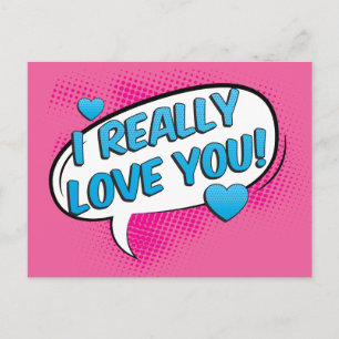 Liebe Hot Pink & Blau Türkis Herz Postkarte