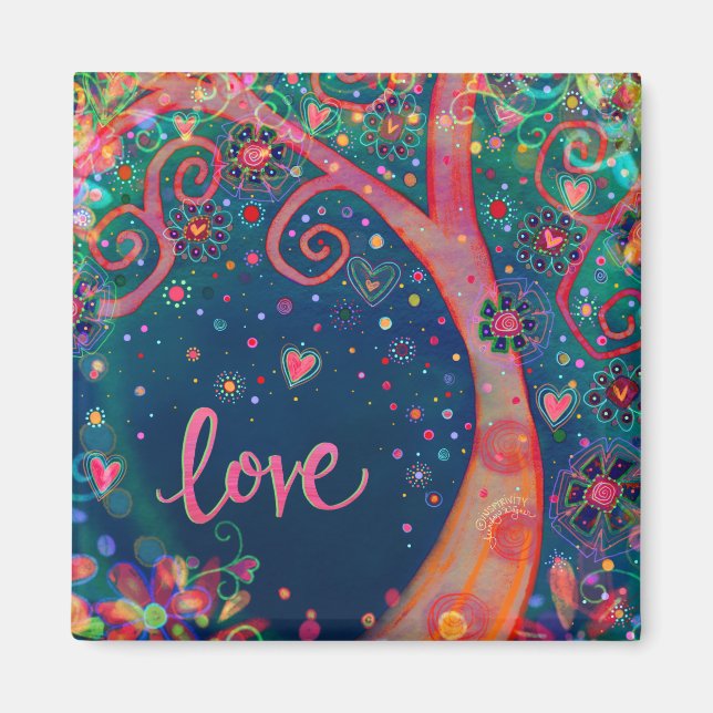 Liebe Hübsch Blauer Tree Blumengeiz Magnet (Vorne)