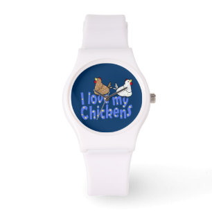 Liebe Hühner beobachten Armbanduhr