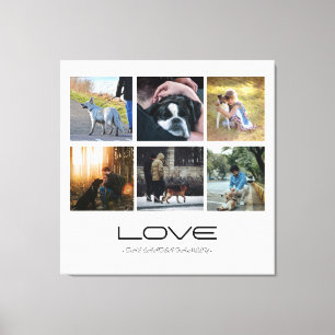 Liebe-Hund-Familienporträt-Collage-Design Leinwanddruck