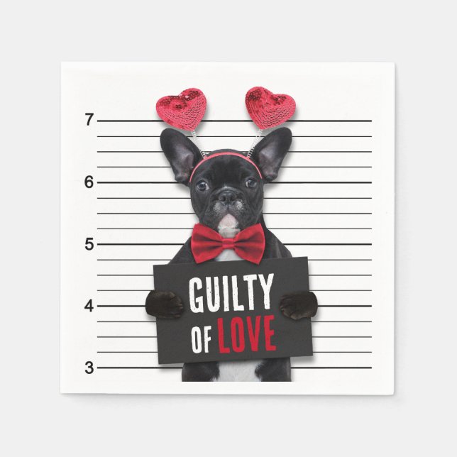 Liebe Hund Mugshot Funny Valentine's Day Serviette (Vorderseite)