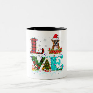 Liebe-Hund-Weihnachtsbaum-Beleuchtung-Boxer-Weihna Zweifarbige Tasse