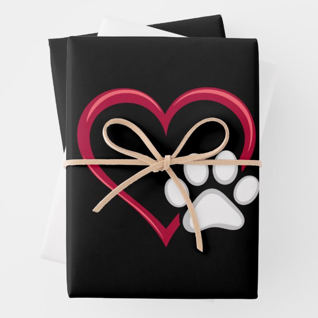 Liebe Hunde Paw Valentinstag Hund Lover Geschenkpapier Set (Beispiel)