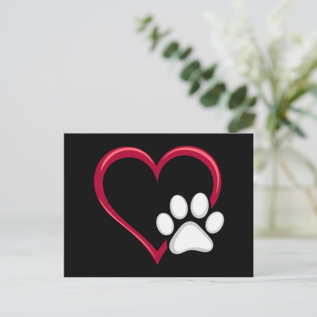 Liebe Hunde Paw Valentinstag Hund Lover Postkarte (Stehend Vorderseite)