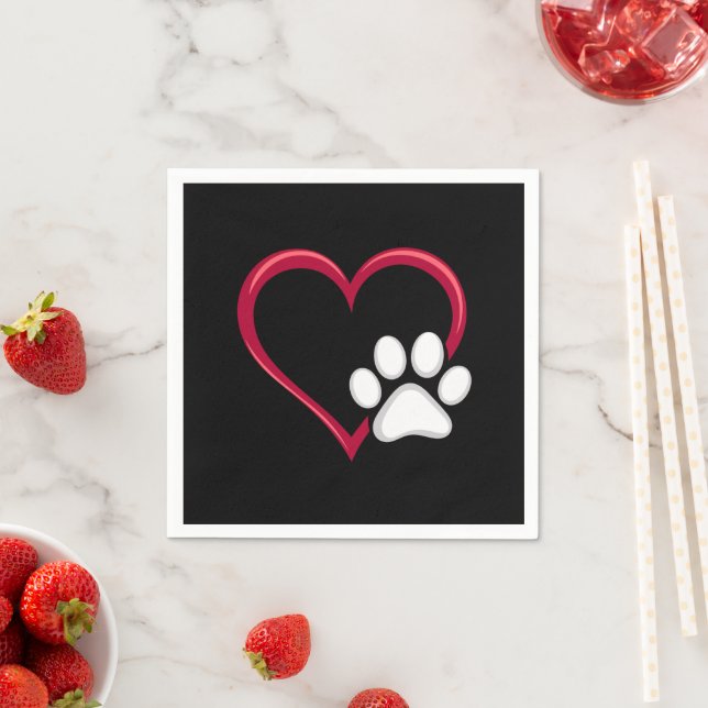 Liebe Hunde Paw Valentinstag Hund Lover Serviette (Beispiel)