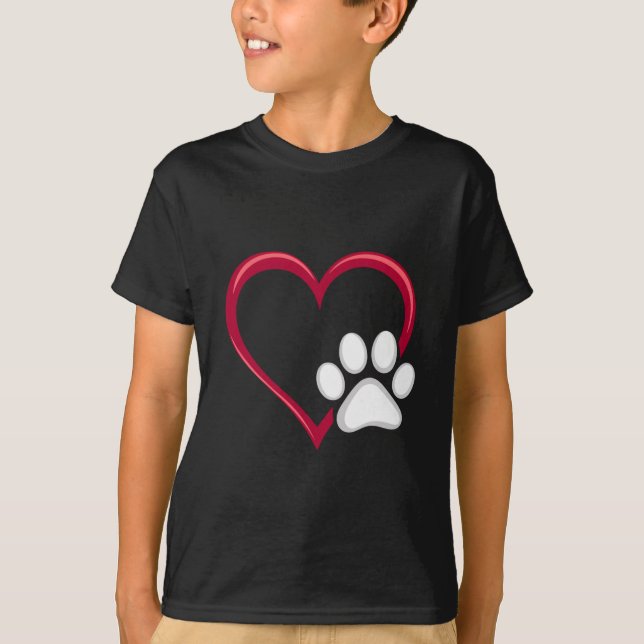Liebe Hunde Paw Valentinstag Hund Lover T-Shirt (Vorderseite)