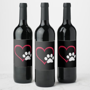 Liebe Hunde Paw Valentinstag Hund Lover Weinetikett