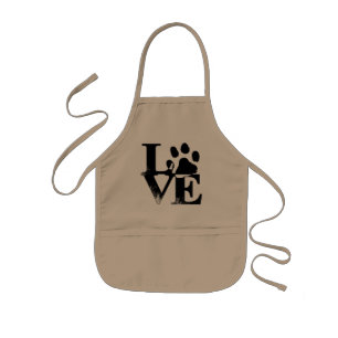 Liebe-Hunde-Pfoten-Druck-Haustier Kinderschürze