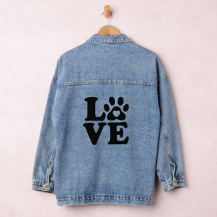 Liebe Hunde Pfoten drucken Jeansjacke