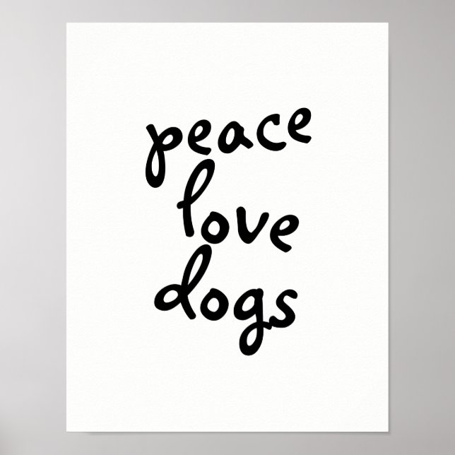 Liebe Hunde Typografie Poster schwarz-weiß (Vorne)