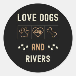 Liebe Hunde Wander Boote Flüsse Männer Frauen Hund Runder Aufkleber