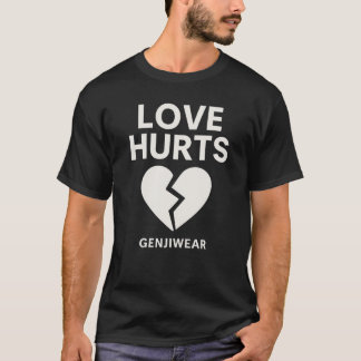 LIEBE HURTS - Minimalistisch Broken Heart Design v T-Shirt