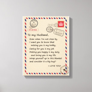Liebe Husband   Brief an meinen Mann I Liebe Sie Leinwanddruck