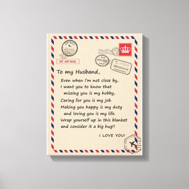 Liebe Husband | Brief an meinen Mann I Liebe Sie Leinwanddruck (Vorderseite)