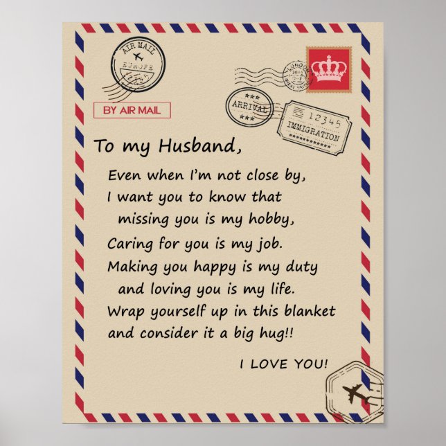 Liebe Husband | Brief an meinen Mann I Liebe Sie Poster (Vorne)
