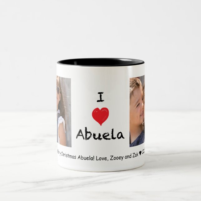 Liebe I Abuela 2 Foto-kundengerechte Tasse (Mittel)