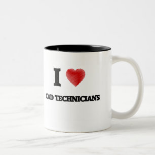 Liebe I Cad-Techniker (Herz gemacht von den Zweifarbige Tasse
