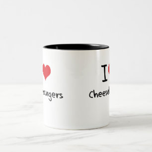 Liebe I Cheeseburger Zweifarbige Tasse