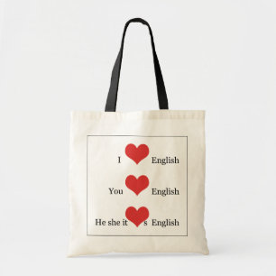 Liebe I englische Grammatik TESOL Tragetasche
