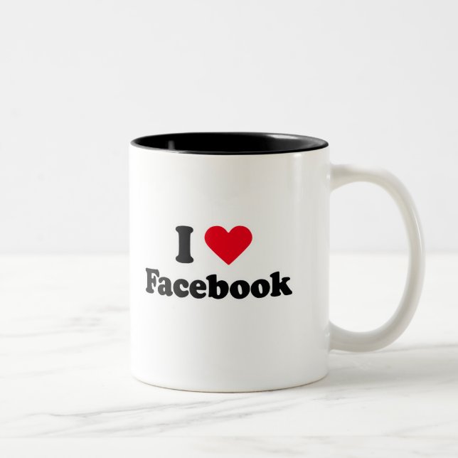Liebe I Facebook T - Shirt Zweifarbige Tasse (Rechts)