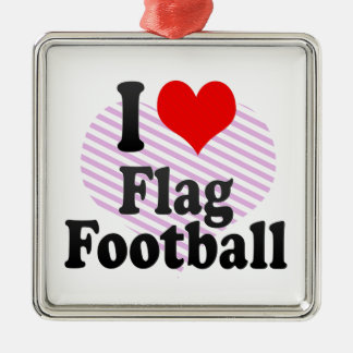 Liebe I Flaggen-Fußball Silbernes Ornament