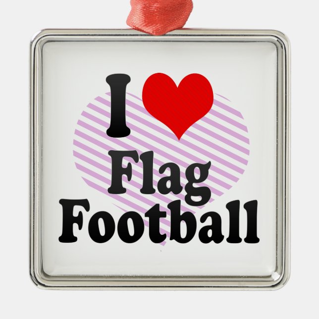Liebe I Flaggen-Fußball Silbernes Ornament (Vorne)