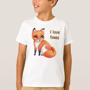 Liebe I foxes niedlichen Kawaii Cartoonfuchs T-Shirt