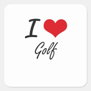 Liebe I Golf Quadratischer Aufkleber