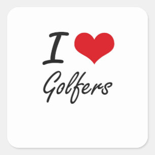 Liebe I Golfspieler Quadratischer Aufkleber