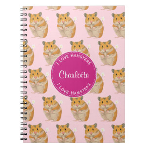 Liebe I Hamster-rosa Hamster-Muster Notizblock