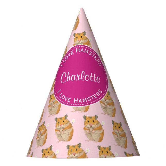 Liebe I Hamster-rosa Hamster-Muster Partyhütchen (Vorderseite)
