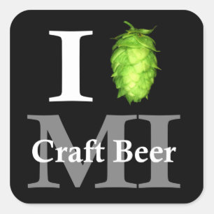 Liebe I (Hopfen) Michigan-Handwerksbier! Quadratischer Aufkleber