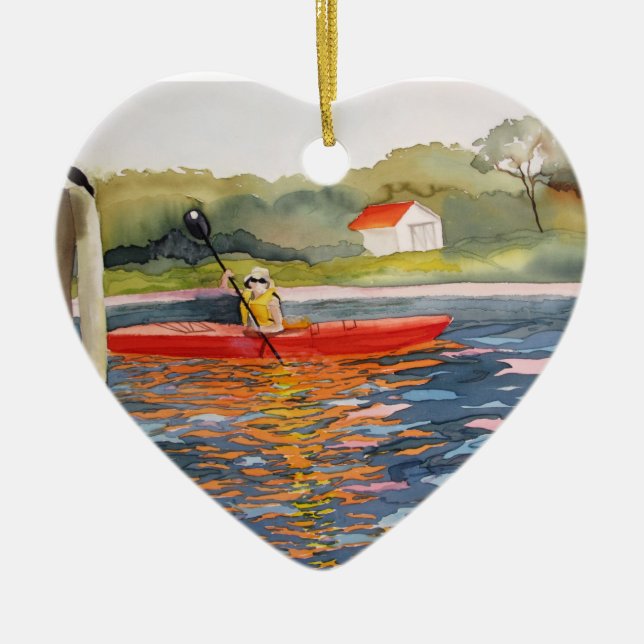Liebe I Kayaking Verzierung Keramikornament (Vorne)