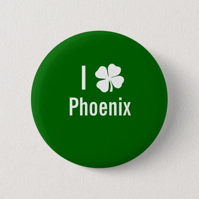 Liebe I (Kleeblatt) Tag Phoenix-St. Patricks Button (Vorderseite)