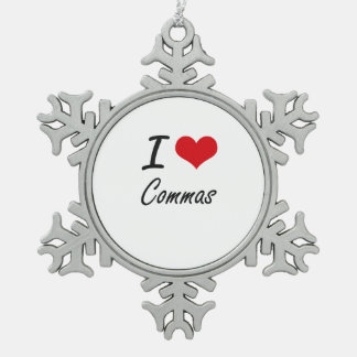 Liebe I Komma-künstlerischer Entwurf Schneeflocken Zinn-Ornament