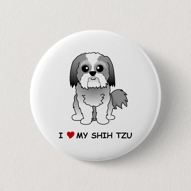 Liebe I mein Abzeichen Shih Tzu Button (Vorderseite)