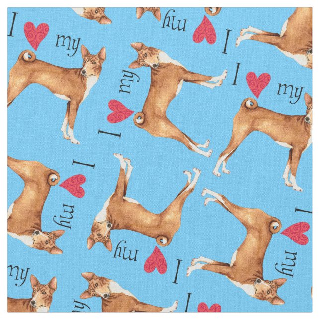 Liebe I mein Basenji Stoff (Nahaufnahme)