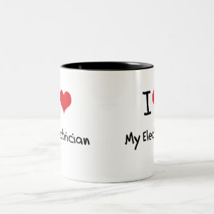 Liebe I mein Elektriker Zweifarbige Tasse