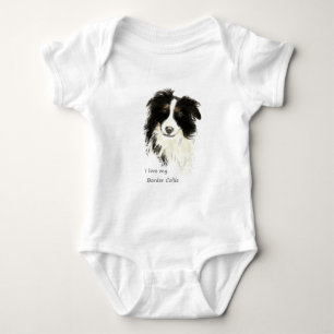 Liebe I mein Grenzcollie-Hundehaustier-Tier Baby Strampler