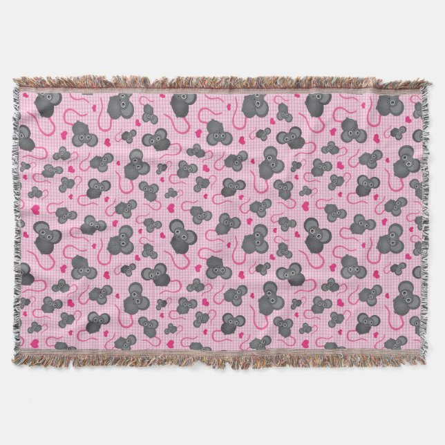 Liebe I mein Mäusemuster im Rosa Decke (Vorderseite)