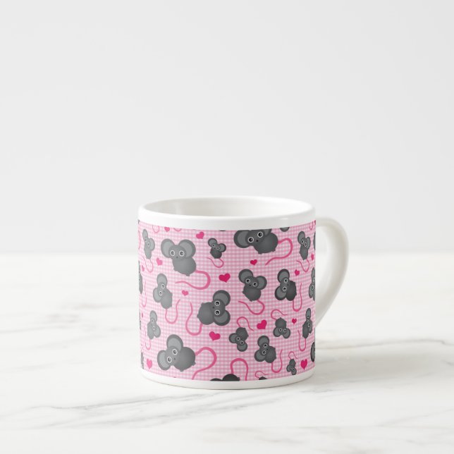 Liebe I mein Mäusemuster im Rosa Espressotasse (Vorderseite Rechts)