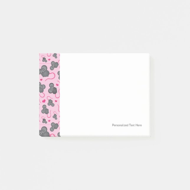 Liebe I mein Mäusemuster im Rosa Post-it Klebezettel (Vorderseite)