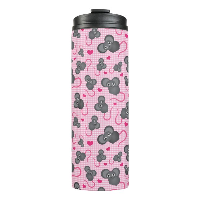 Liebe I mein Mäusemuster im Rosa Thermosbecher (Vorderseite)