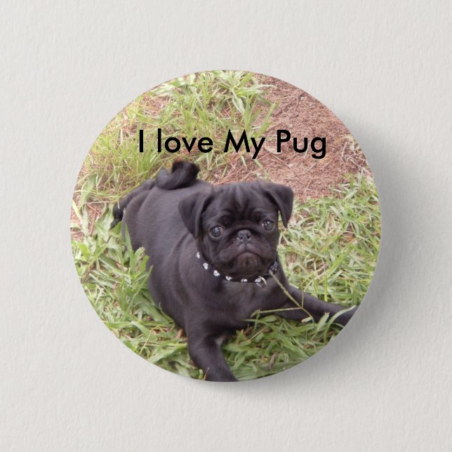 Liebe I mein Mops-Knopf Button (Vorderseite)